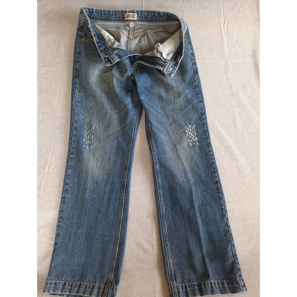 Cassini Jeans Men 33 Embroidered Flare Pockets Outdoor Navy Blue‎ Denim Jeans